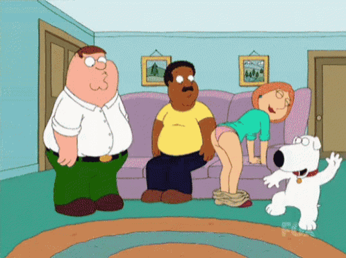 a family guy cartoon shows a woman taking off her panties