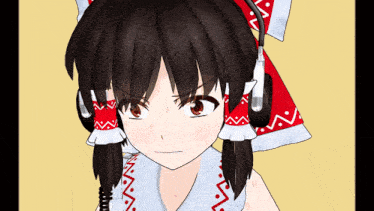 a cartoon girl with headphones on her head looks angry