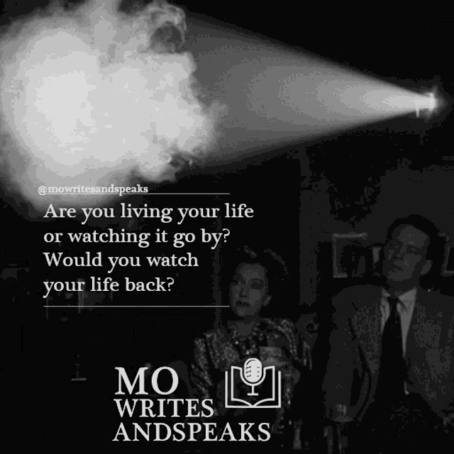 a poster for mo writes and speaks with a man and woman