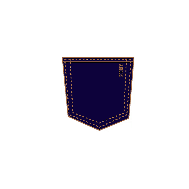 a blue pocket with shorty written on the bottom