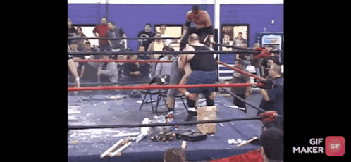 a wrestling ring with a gif maker app on the bottom left