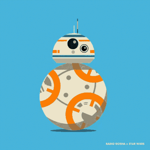 a cartoon illustration of bb-8 from star wars on a blue background