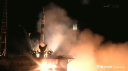 A Soyuz Spacecraft Launched From Kazakhstan To The International Space Station On Tuesday. GIF - Spacecraft Off To Space Bye GIFs