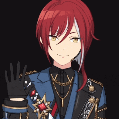 a red haired anime character with a black glove