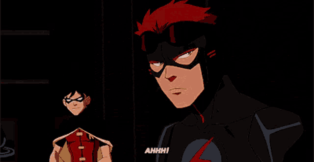 a cartoon character with a lightning bolt on his chest says ahhhh