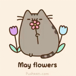 May Flowers Pusheen The Cat GIF - Spring Springtime Spring Is Here GIFs