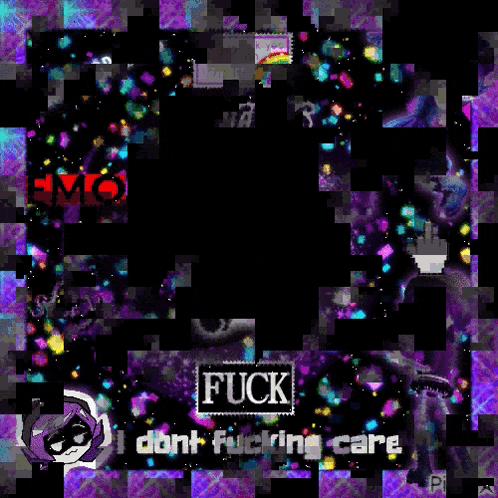 a purple background with a silhouette of a stuffed animal and the words i dont fucking care