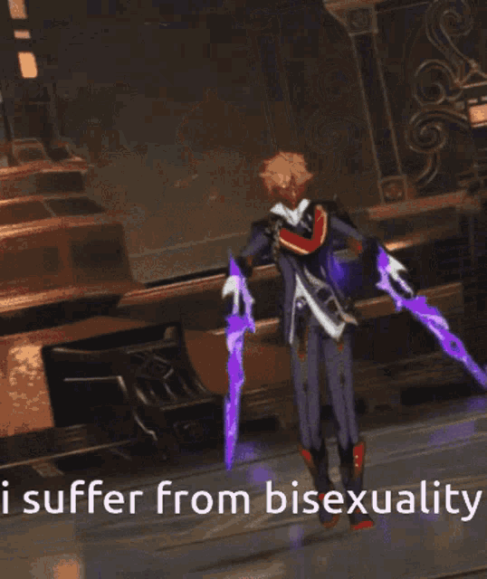 a purple light with the words i suffer from bisexuality