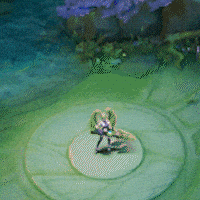 a frog is sitting on a green circle in a game