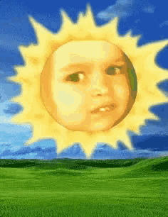 a picture of a sun with a child 's face in it