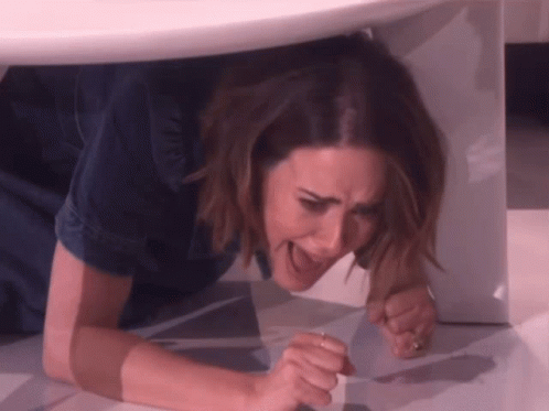 Sarah Paulson Screaming Crying Under The Table GIF