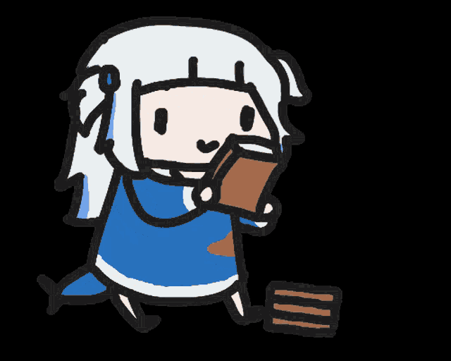 a cartoon drawing of a person holding a large object