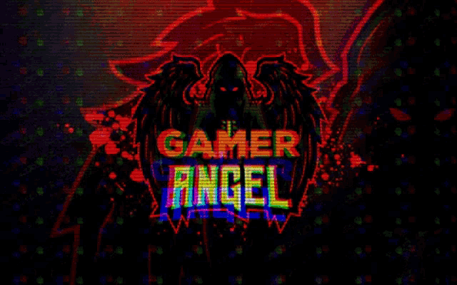 a logo for a gaming team called angel with a red background