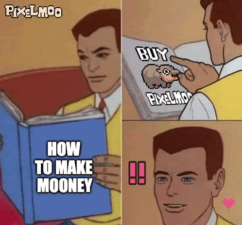 a man is reading a book titled how to make mooney