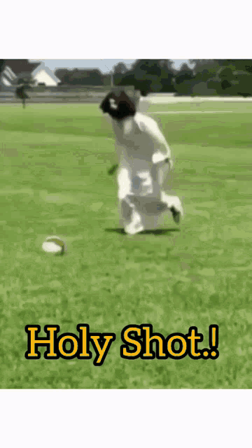 a picture of jesus kicking a soccer ball with the words holy shot