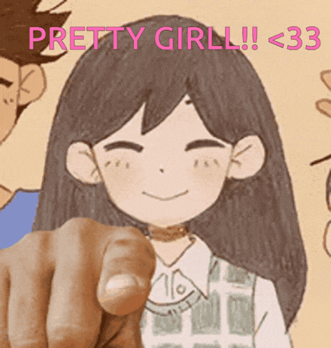 a drawing of a girl with the words " pretty girl !! < 33 " on the bottom