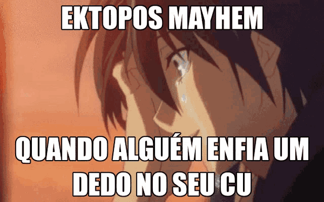 a cartoon of a man crying with the words ektopos mayhem