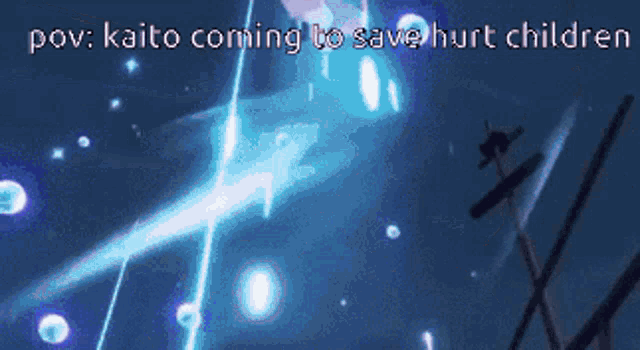 a screenshot of a video game with the words " kaito coming to save hurt children "