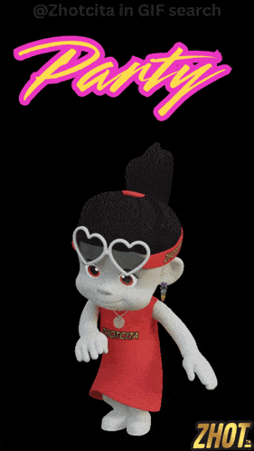 a cartoon character is wearing sunglasses and a red shirt that says shotcita