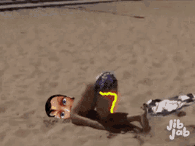 a picture of a person laying in the sand with the words hunky ups written on it