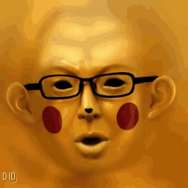 a drawing of a man with glasses and red spots on his face says did