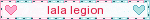 a sign that says lala legion with two hearts