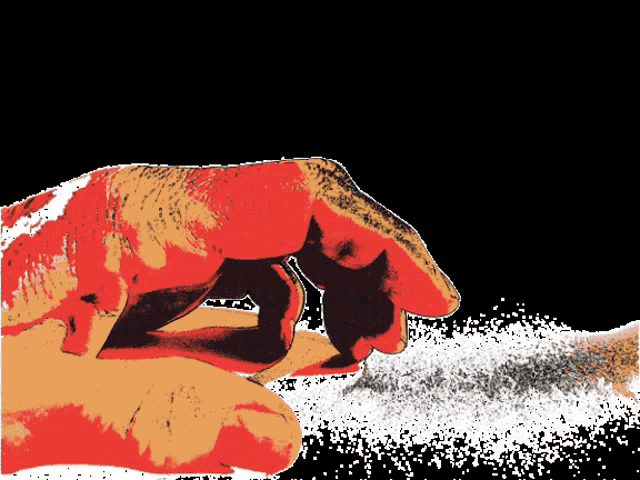 a drawing of a person 's hand holding something