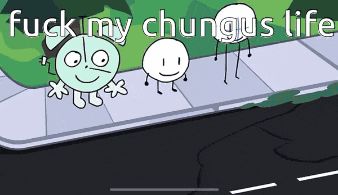 a cartoon says " fuck my chungus life " on the bottom right