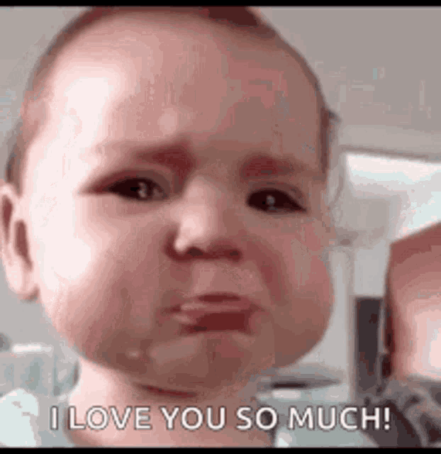 a baby is crying and says `` i love you so much ! ''