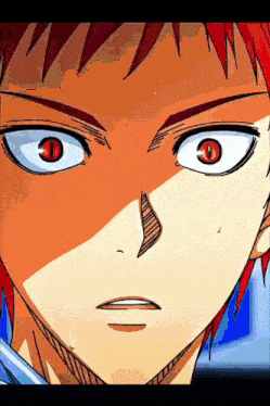 a close up of a cartoon character 's face with red hair