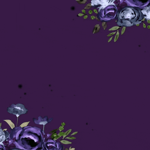 a purple background with purple and white flowers and arabic writing on it