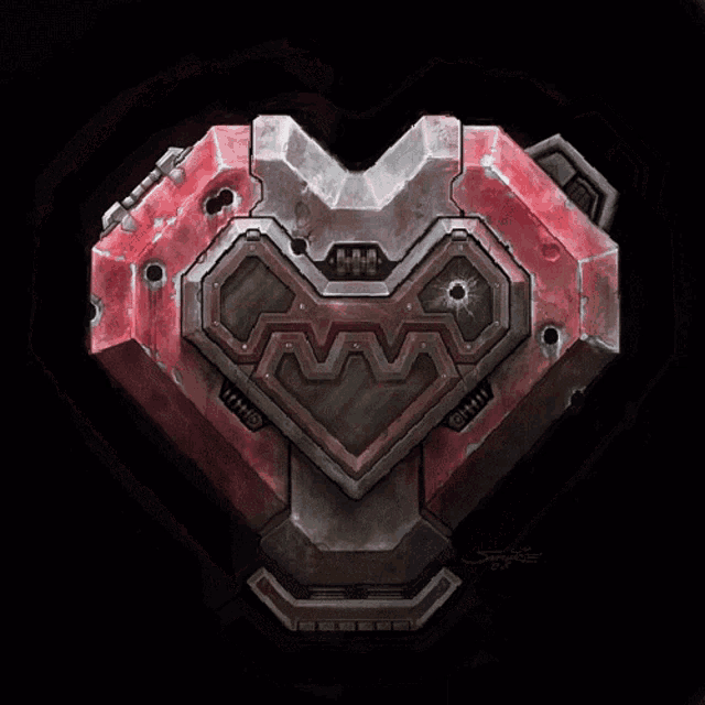 a drawing of a heart shaped object with a bullet hole in the middle