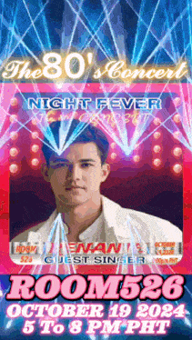 a poster for the 80 's concert night fever october 19 2024