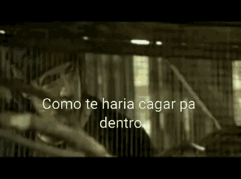 a man is driving a car with the words `` como te hara cagar pa dentro '' written on the screen .