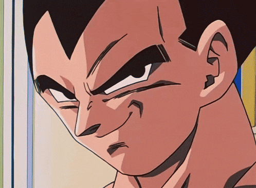 a close up of a cartoon character 's face with a smirk on his face