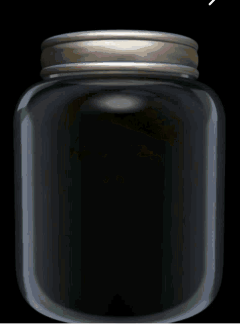 a jar with a face inside of it with a black background