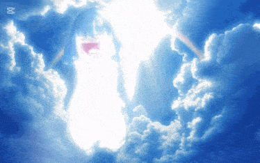 a picture of a person in a cloudy sky with an x