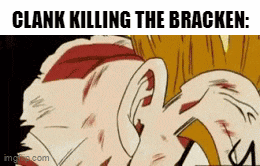 a cartoon of a man with a crown on his head and the words clank killing the bracken .