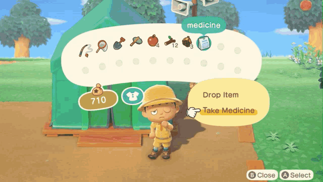 a screenshot of animal crossing new horizons showing a boy standing in front of a tent