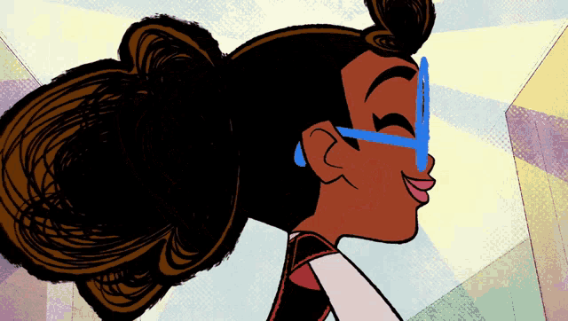 a cartoon drawing of a girl wearing sunglasses