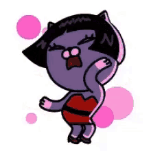 a cartoon cat in a red dress is dancing .