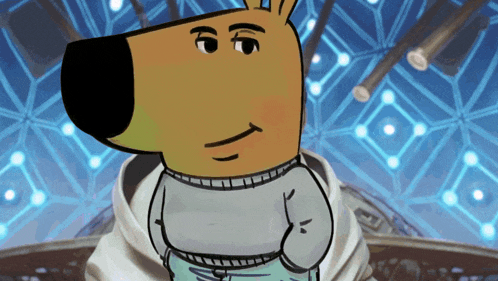 a cartoon drawing of a dog wearing a sweater