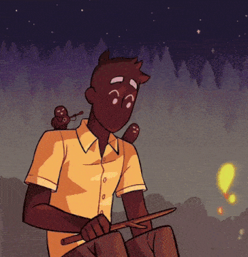 a cartoon drawing of a man holding a stick