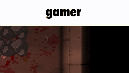 a video game character with blood on his face and the word gamer below him