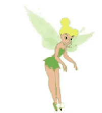 tinkerbell from tinkerbell is flying in the air while holding a flower .