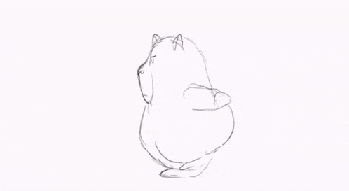 a black and white drawing of a cat standing on a white background .