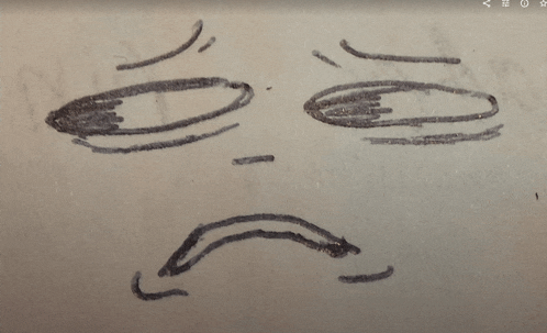 a drawing of a face with a sad expression on it