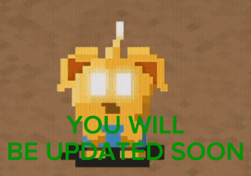 a picture of a cartoon character with the words you will be updated soon below it
