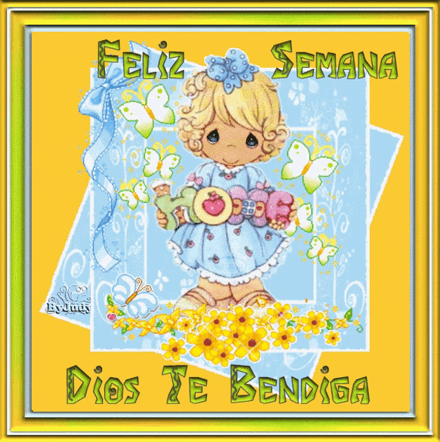 a picture of a precious moments doll says feliz semana