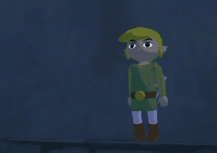 a cartoon character in a green outfit is standing on a wall
